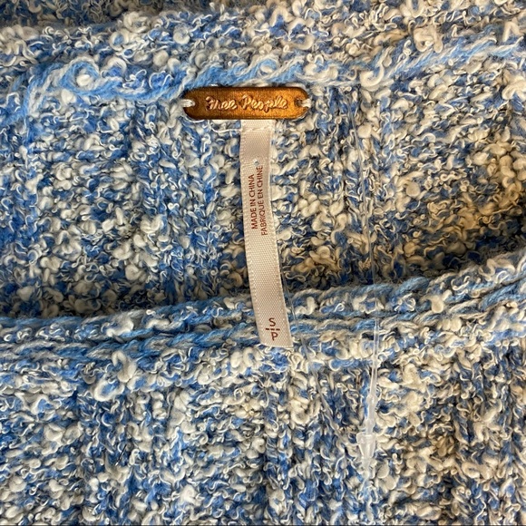 FREE PEOPLE GOOD DAY PULLOVER Slub Knit SWEATER Blue / White Size S|P NWOT - Picture 4 of 7